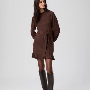 PAIGE Chocolate Julia Long Sleeve Wool Blend Sweater Dress